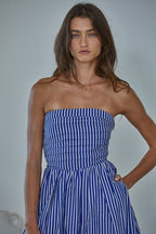 Smocked Bodice Strapless Dress