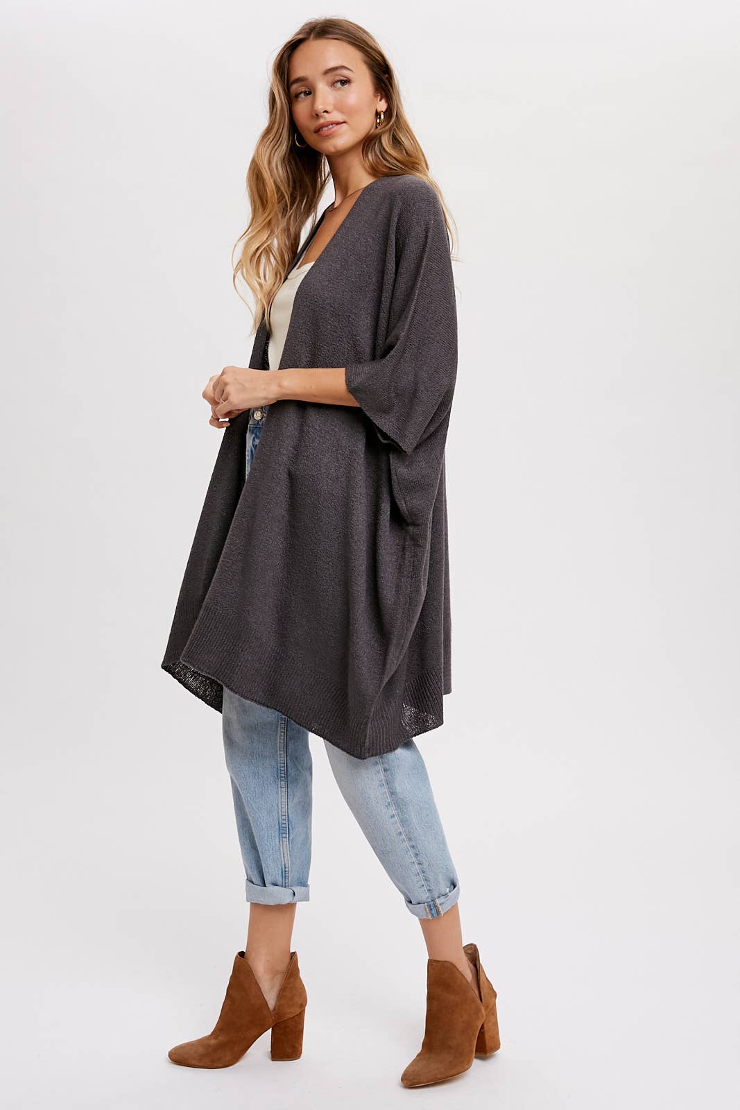 Wide Sleeve Open Front Cardigan