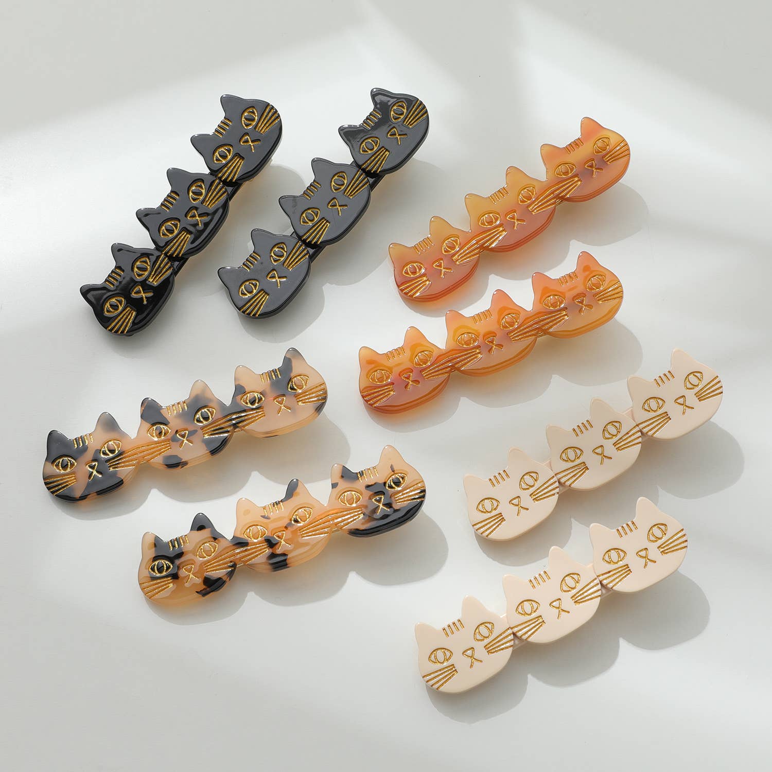 Zoe 3 Cat Face Barrette Hair Clip - Set of 2