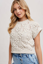 KNIT SWEATER SHORT SLEEVED PULLOVER