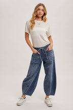 DRAWSTRINGS BARREL JEANS
