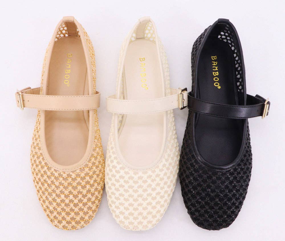 Bamboo Woven Mesh Mary Jane Flats – Lightweight & Breathable