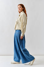 Balloon Sleeve Twill Jacket