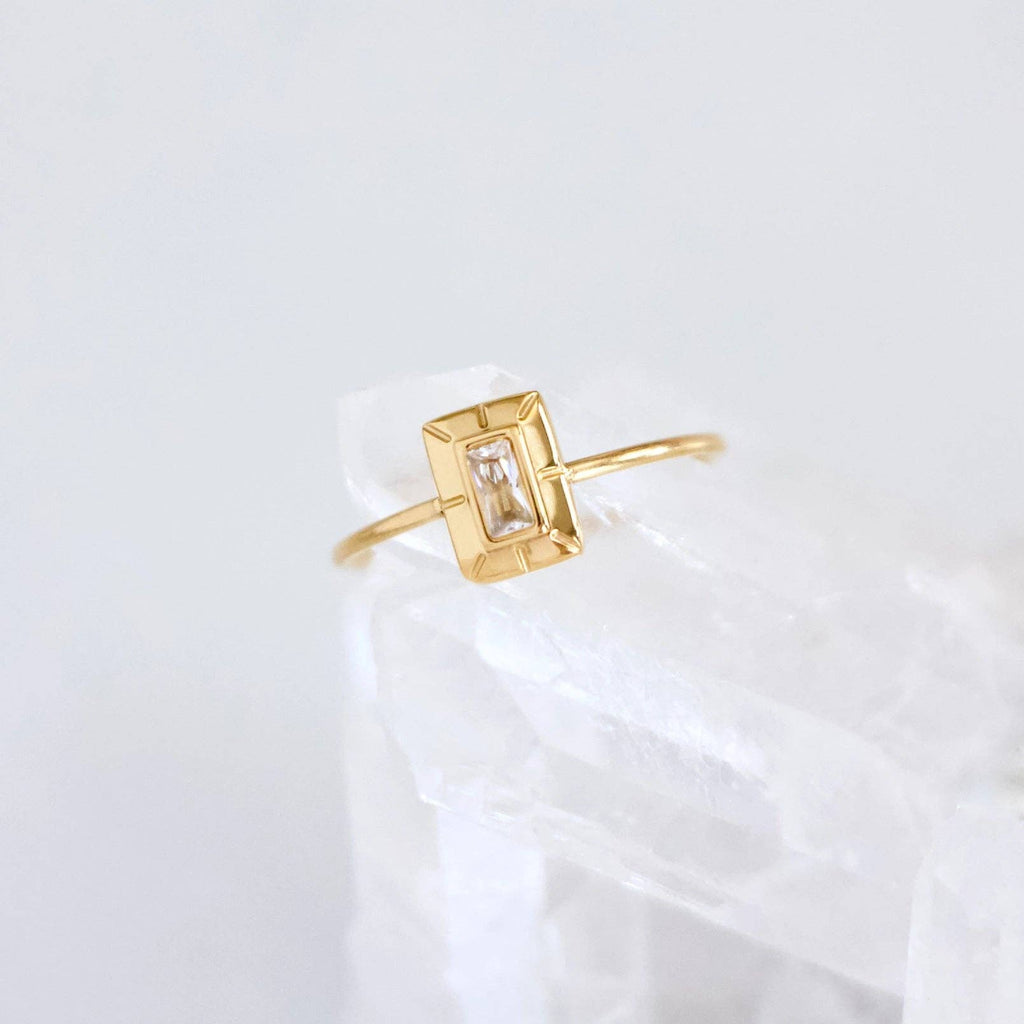 CZ Art Deco Ring – Waterproof & Hypoallergenic