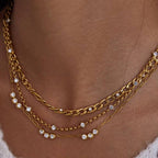CZ Gold Layered Stainless Steel Necklaces Waterproof