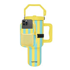 Yellow and Aqua Striped Velcro Bag for Tumbler