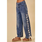 Side Lace Straight Leg Jeans