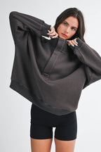 Oversized Snap Neck Sweatshirt