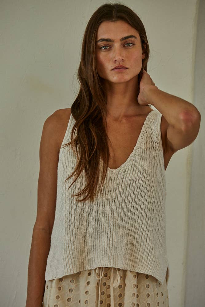 V-Neck Knit Tank Top