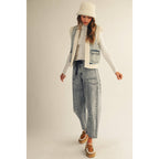 Washed Vintage Denim Fleece Vest