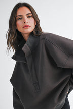 Oversized Snap Neck Sweatshirt