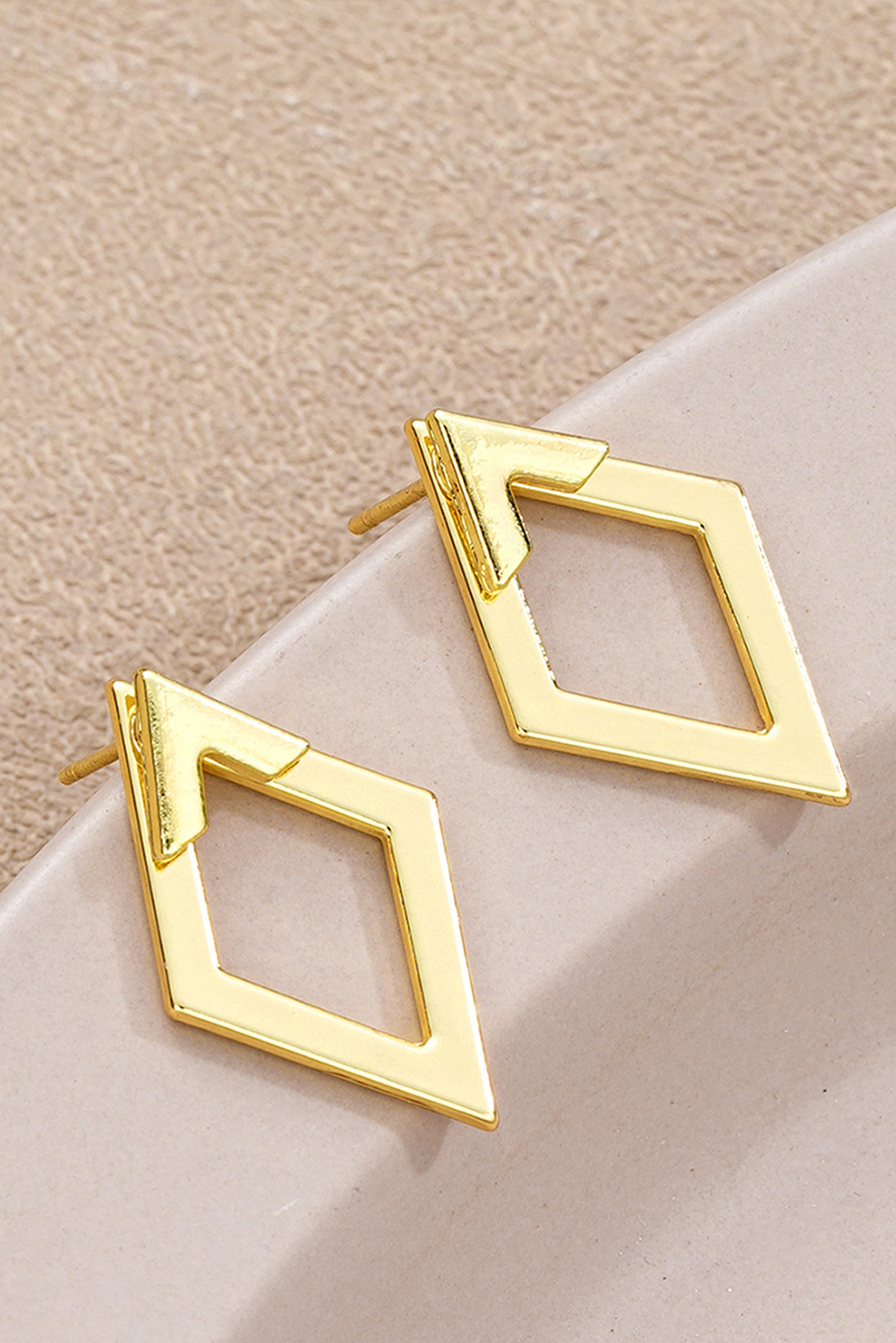 Modern Gold Diamond Stud Earrings