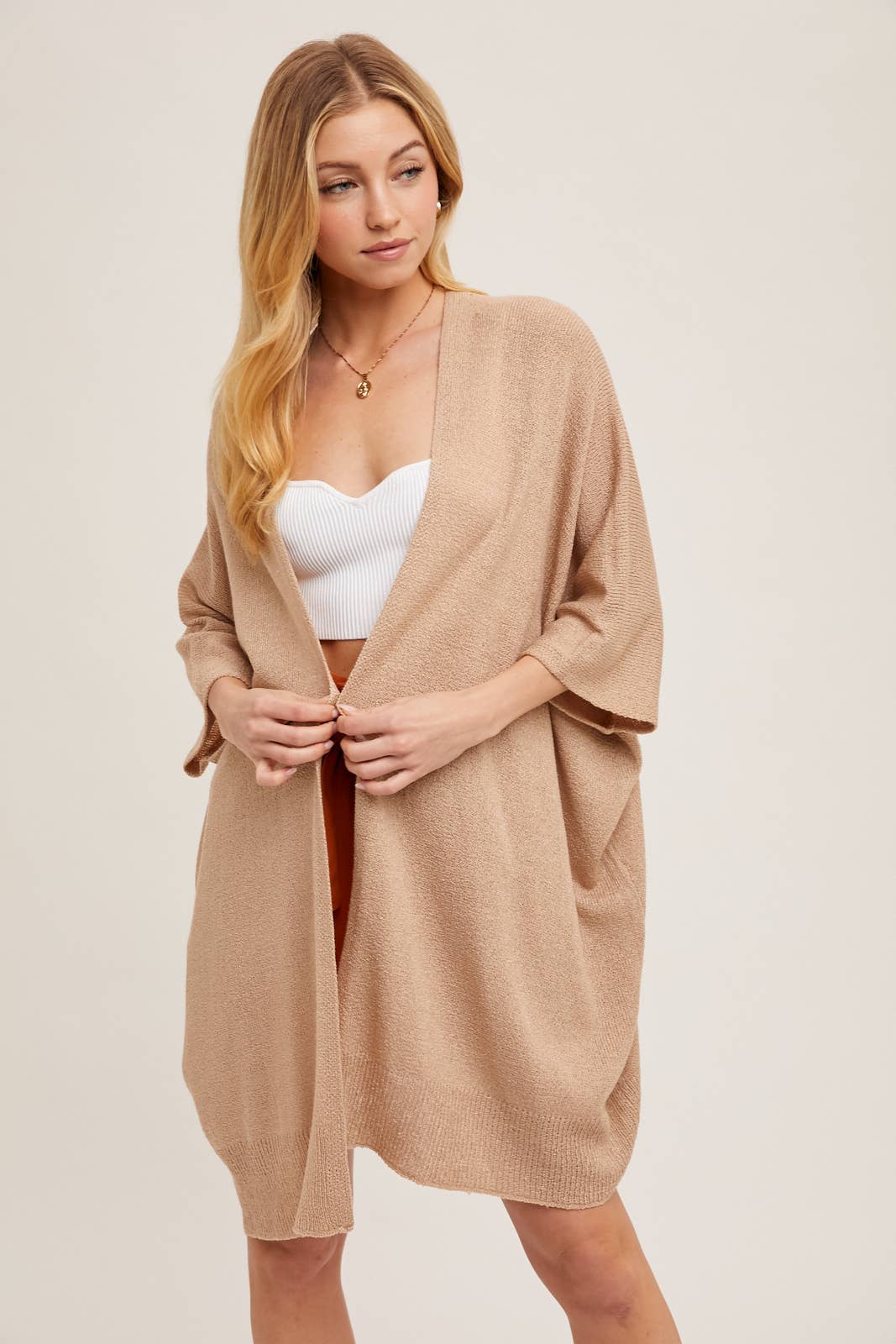 Wide Sleeve Open Front Cardigan