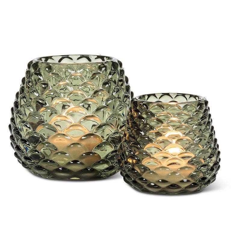 Medium Amber Glass Pinecone Tealight Holder