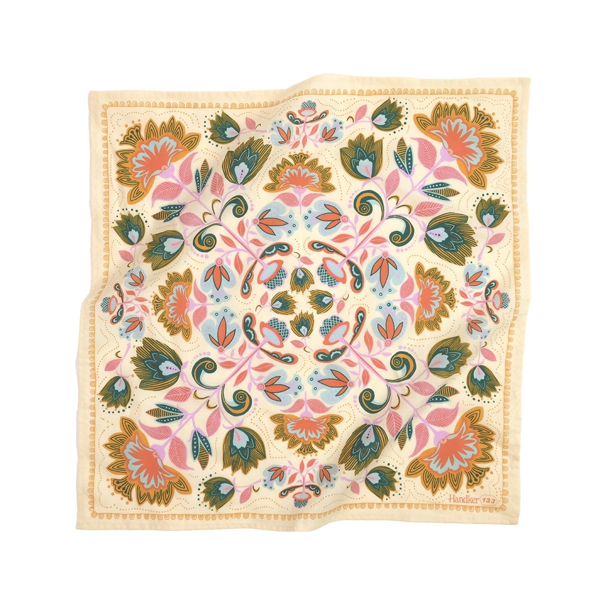 Ingrid Cotton Bandana – Cream & Teal