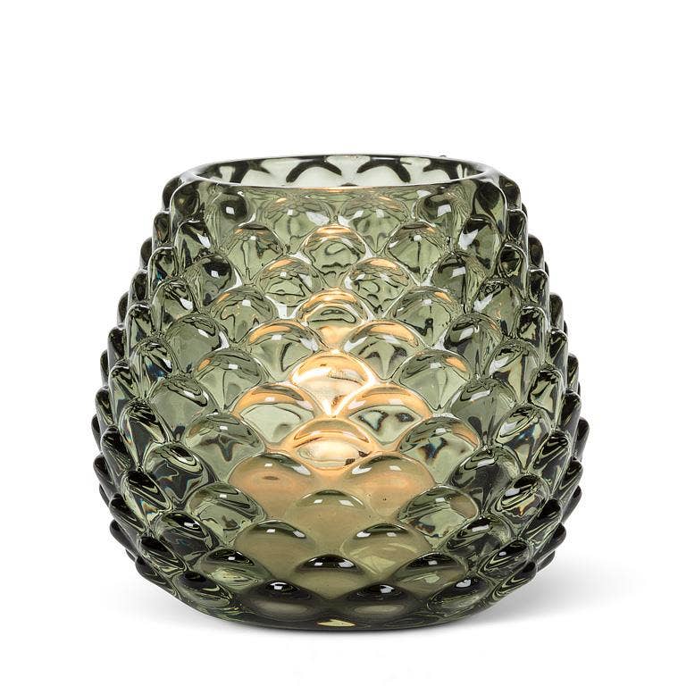 Medium Amber Glass Pinecone Tealight Holder