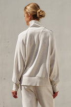 Oatmeal Scuba Knit Track Bomber Jacket