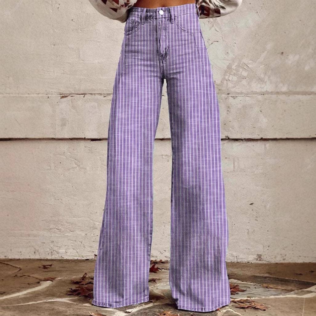 Striped Wide Leg Jeans