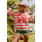 CHRISTMAS THEME STRIPE KNIT TOP