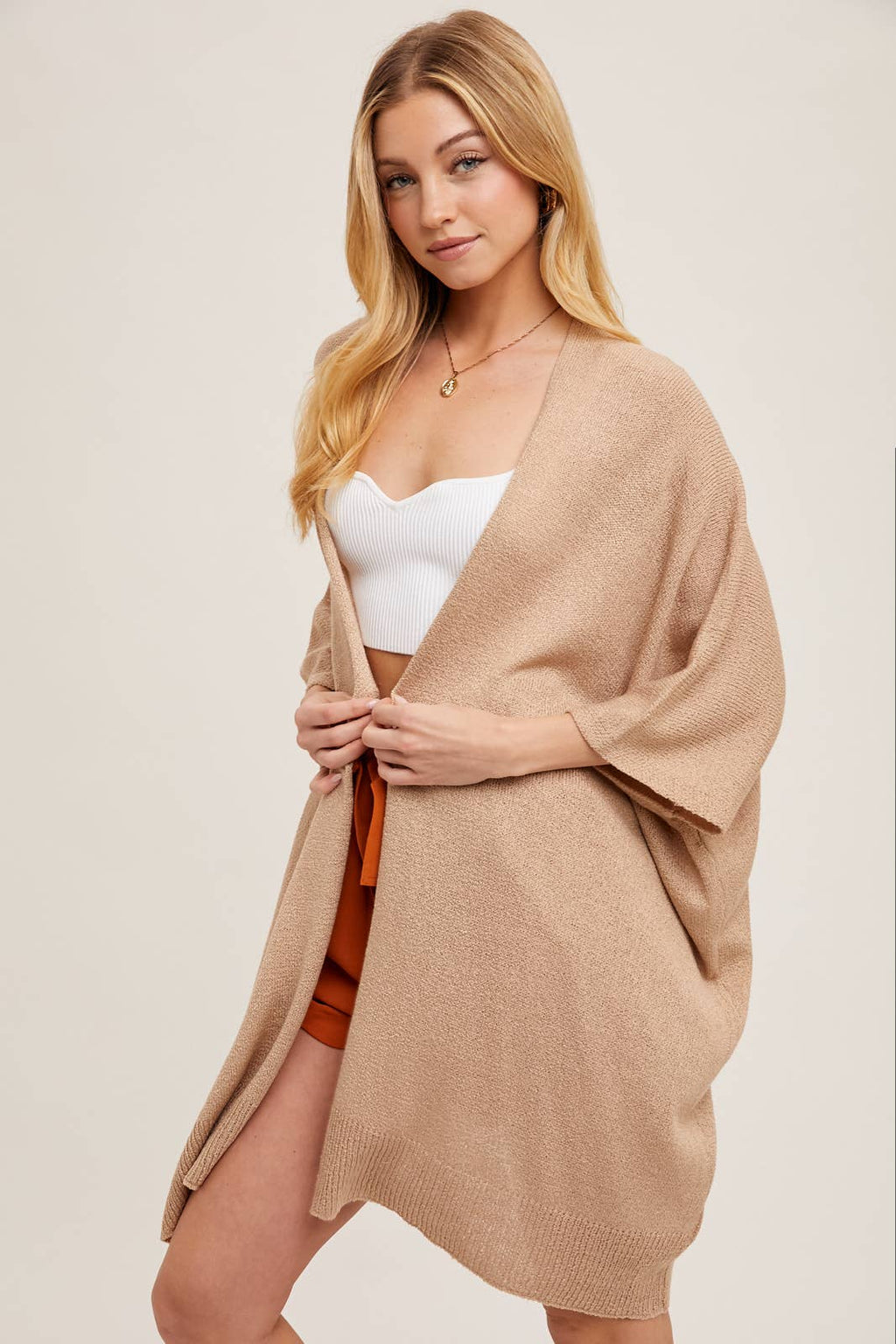 Wide Sleeve Open Front Cardigan