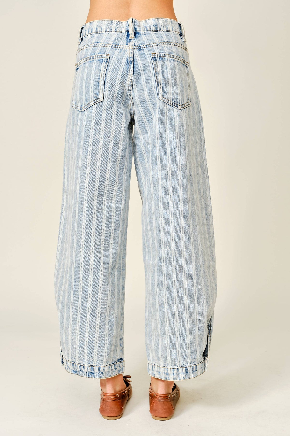 Striped Balloon Washed Jeans