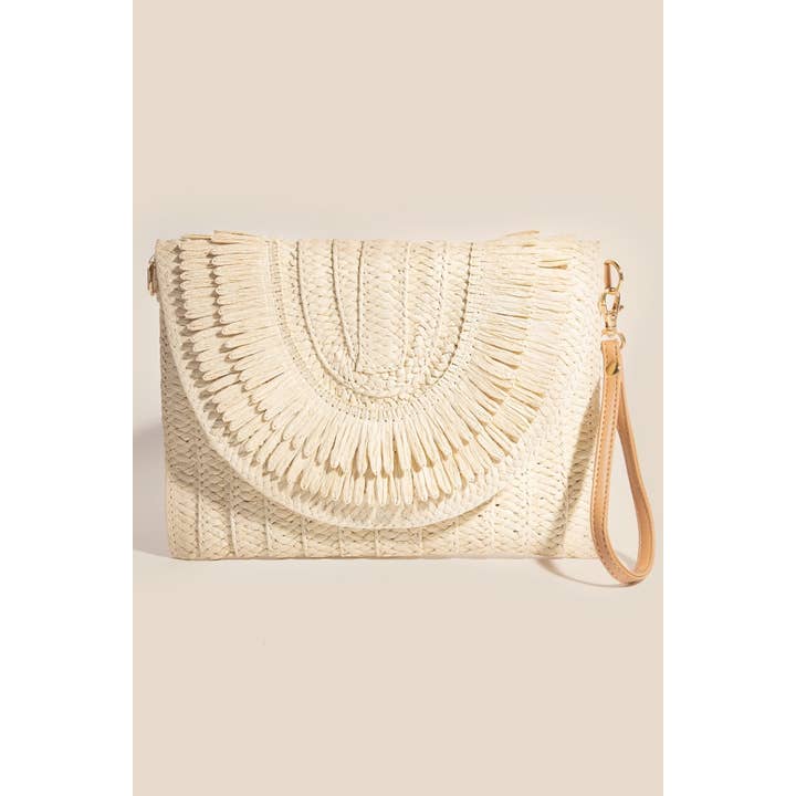 Woven Envelope Clutch Bag - Textured Paper Weave