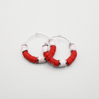 Red and White Game Day Hoop Earrings