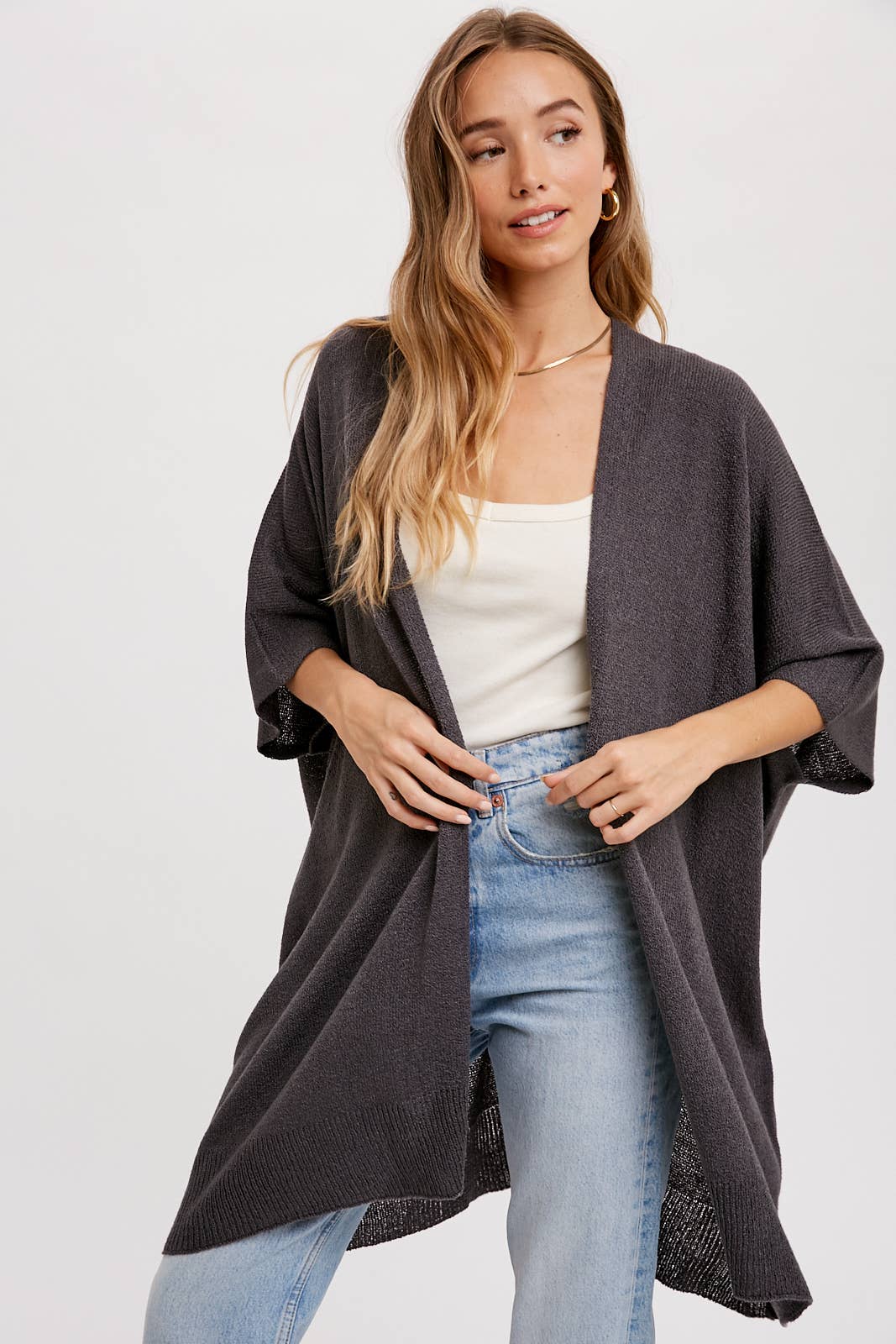 Wide Sleeve Open Front Cardigan