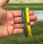 Green and Yellow Game Day Bracelet Stack