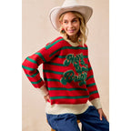 CHRISTMAS THEME STRIPE KNIT TOP