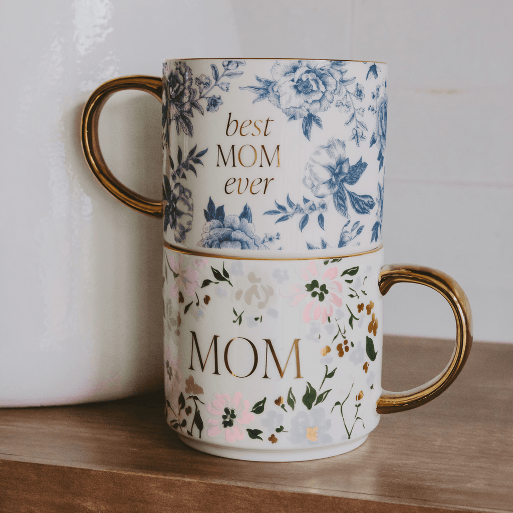 Best Mom Ever Blue Delft Coffee Mug - 14oz Fine Bone China
