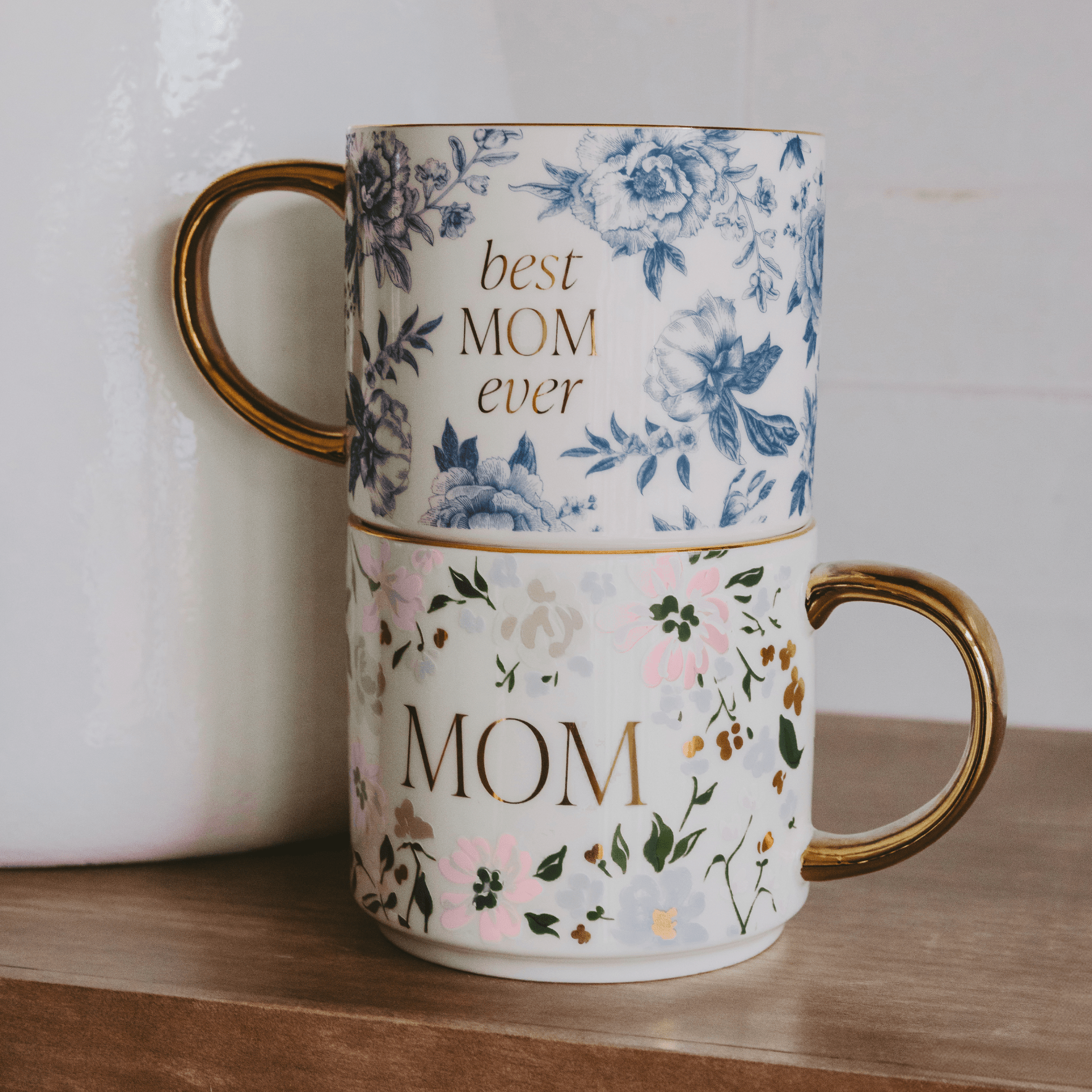 Best Mom Ever Blue Delft Coffee Mug - 14oz Fine Bone China