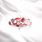 Dark Red and White Game Day Bracelet Stack