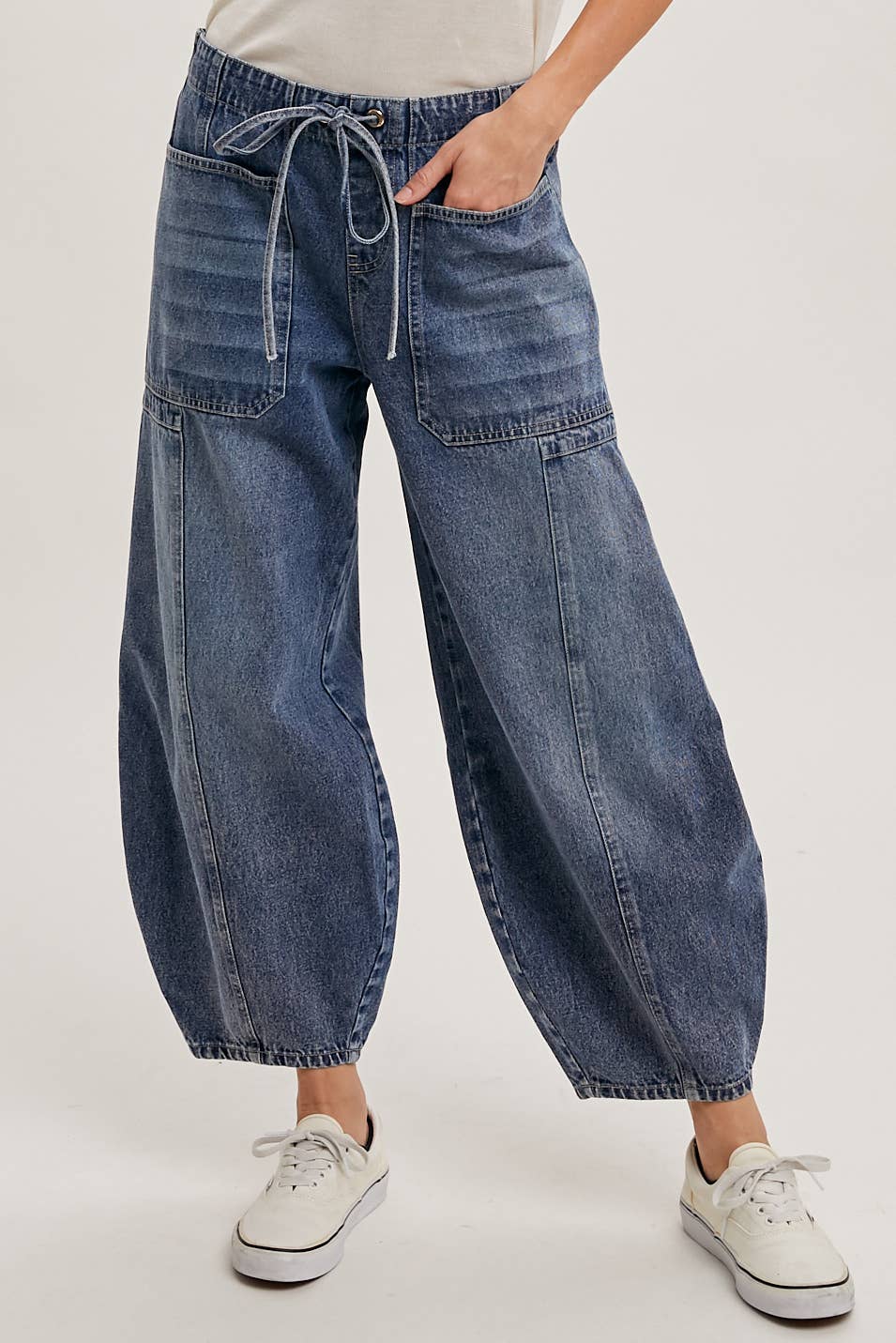 DRAWSTRINGS BARREL JEANS