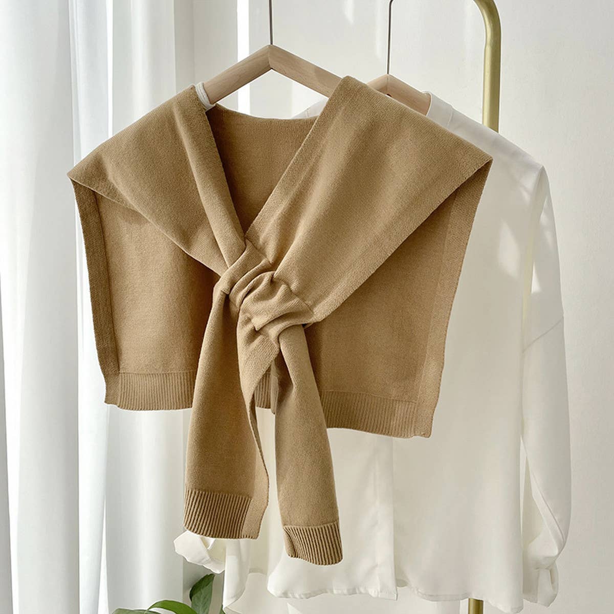 Luxe Solid Knitted Knotted Shawl Wrap