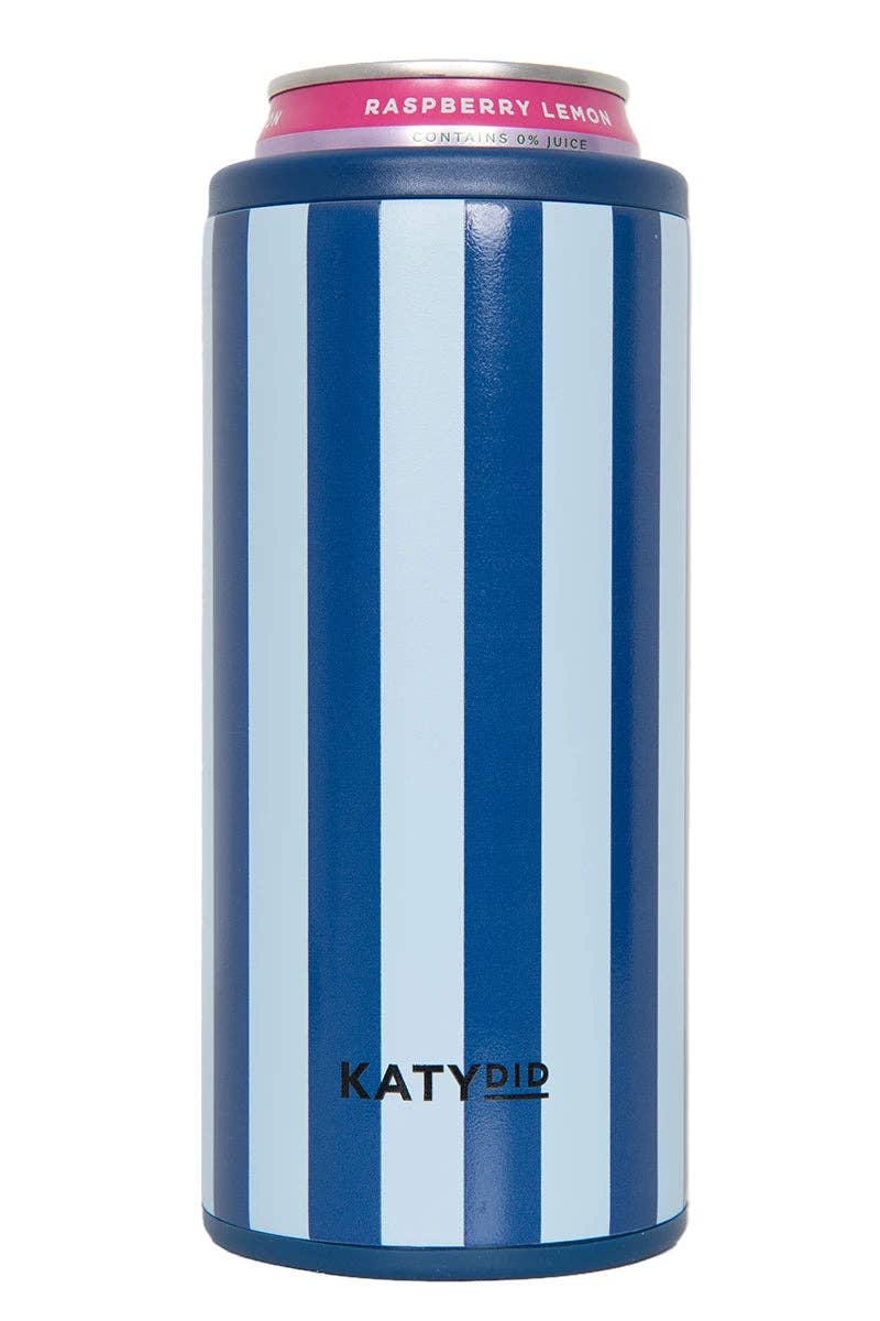 Navy Striped Slim Can Cooler