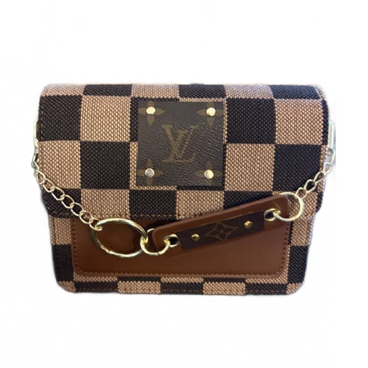 Upcycled Checker Chained Crossbody Bag