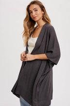 Wide Sleeve Open Front Cardigan
