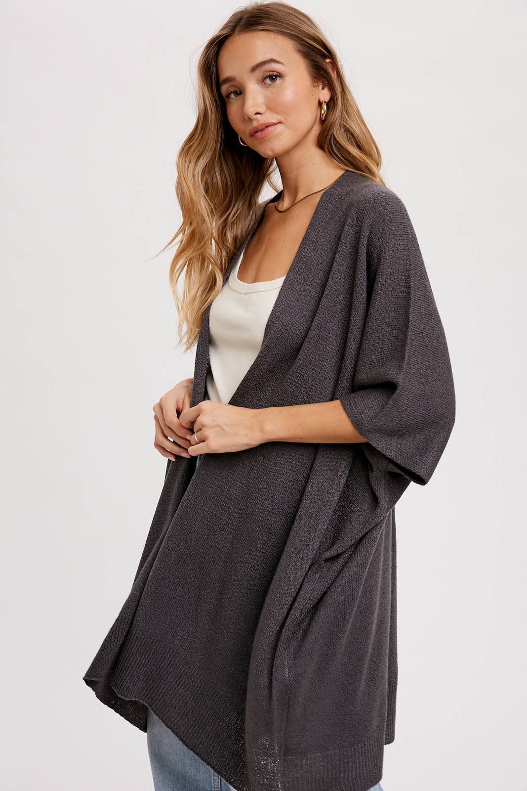 Wide Sleeve Open Front Cardigan
