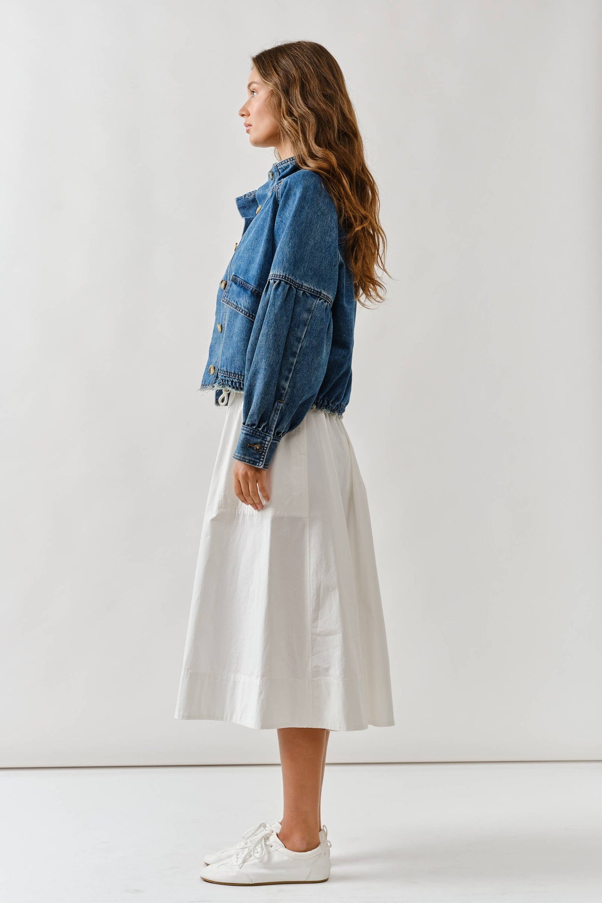 Balloon Sleeve Twill Jacket