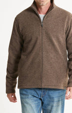 Men's Heathered Knit Full-Zip Jacket – Brown